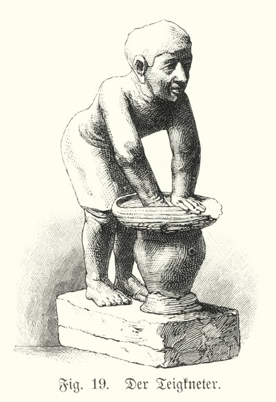 Gammel egyptisk figur af en mand, der blander dej (gravering) af German School