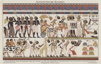 Gammelt egyptisk maleri (farve litho) af German School