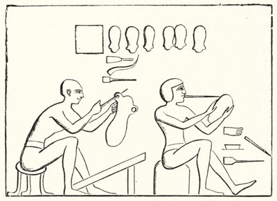 Gamle egyptiske skomagere (gravering) af German School