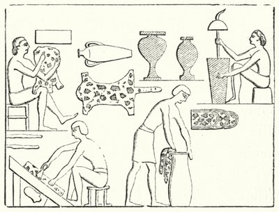 Gamle egyptiske garvere (gravering) af German School