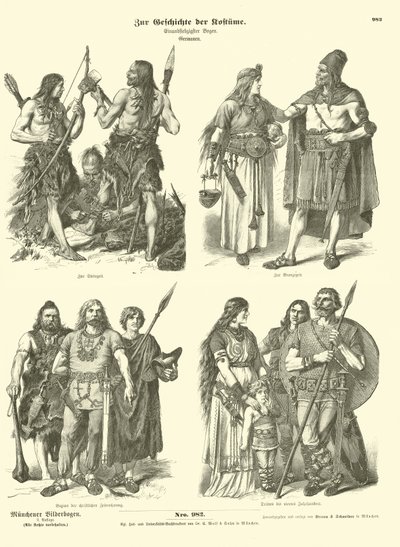 Ancient Germanic costumes  af German School
