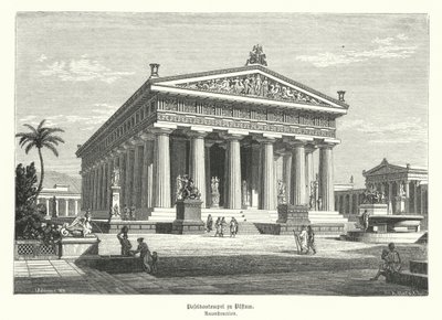 Det gamle græske tempel i Hera, Paestum, Italien, tidligere fejlagtigt antaget at være dedikeret til Poseidon (gravering) af German School