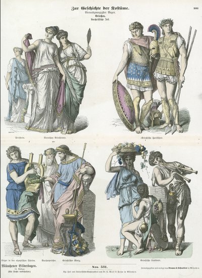 Ancient Greek costumes  af German School