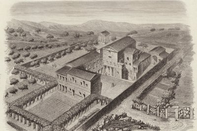 Gammelt græsk landsted i Al-Barah, Syrien. Illustration til Bilder-Atlas (gravering) af German School