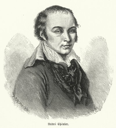 Andre Chenier, fransk digter (litho) af German School