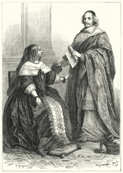 Anne af Østrig, regent for Ludvig XIV af Frankrig, og kardinal Mazarin, Frankrigs chefminister af German School