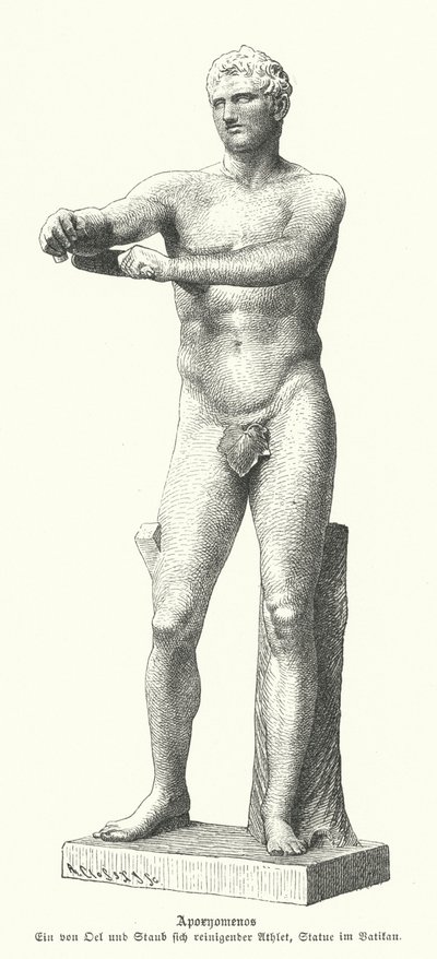 Apoxyomenos, statue af en atlet, der skraber sved og støv af sin krop med en strigil (gravering) af German School