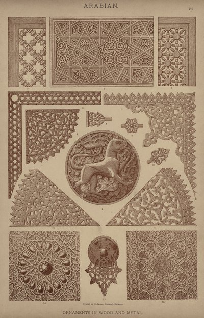 Arabisk, Ornamenter i Træ og Metal af German School