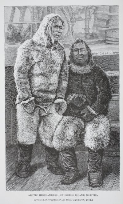 Arctic Highlanders - Saunders Island Natives, pub. London 1886 (gravering) af German School