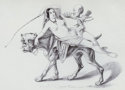 Ariadne på Bor (litho) af German School