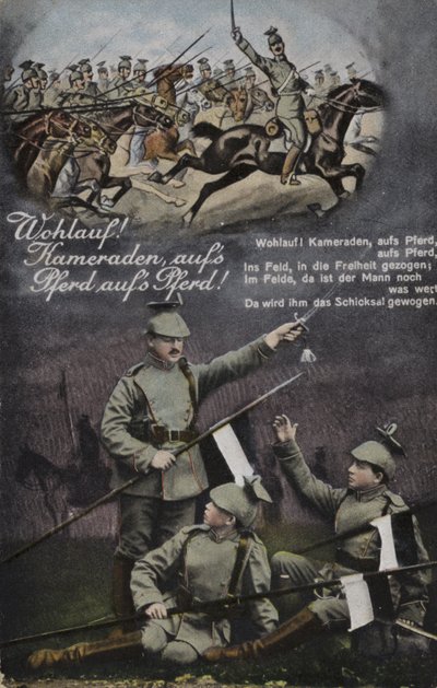 Opstå! Kammerater, på jeres heste, på jeres heste! (farve litho) af German School