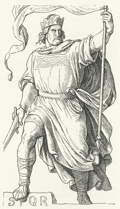 Arnulf af Kärnten, omstridt konge af Italien og hellig romersk kejser (stik) af German School