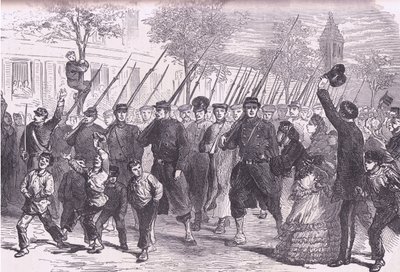 Ankomst til Paris af preussiske fanger efter slaget før Bagneun, Cassells historie om krigen mellem Frankrig og Tyskland udgivet af Cassell and Company Limited, ca. 1890 (litho) af German School