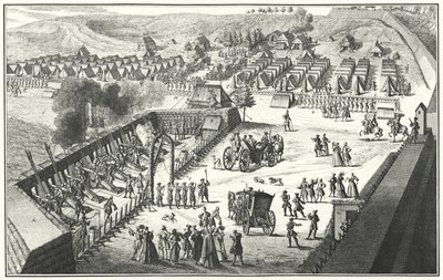 Artilleriskydningsøvelse, Nürnberg, 1733 (gravering) af German School