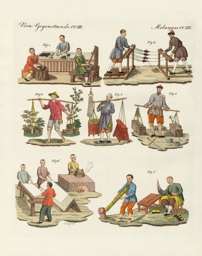 Kunst og håndværk i Kina (farvet gravering) af German School
