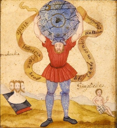 Atlas, ca. 1605 (gouache på papir) af German School