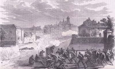 Attack on Le Bourget, Cassells historie om krigen mellem Frankrig og Tyskland udgivet af Cassell and Company Limited, ca. 1890 (litho) af German School