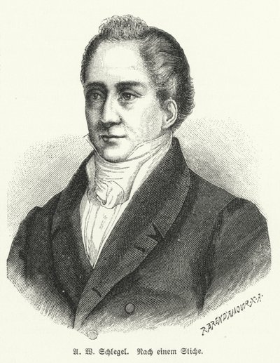August Wilhelm Schlegel, tysk digter og oversætter (litho) af German School