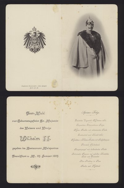 Banket til ære for kejser Wilhelm II af Tysklands fødselsdag, Frankfurt, 27. januar 1897 (litho) af German School