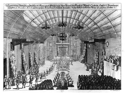 Banket i Romer Hall i Frankfurt-am-Main til ære for kroningen af Charles VI (1685-1740) den 22. december 1711 af German School