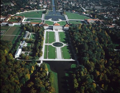 Barokkunst: Luftfoto af Nymphenburg Park, München fra det 17. århundrede, Tyskland af German School