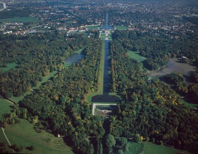 Barokkunst: Luftfoto af Nymphenburg Park, München fra det 17. århundrede, Tyskland af German School