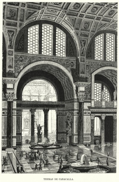 Caracalla-badene, Rom (litho) af German School