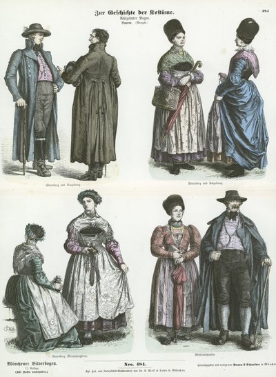 Bavarian costumes, 19th Century  af German School