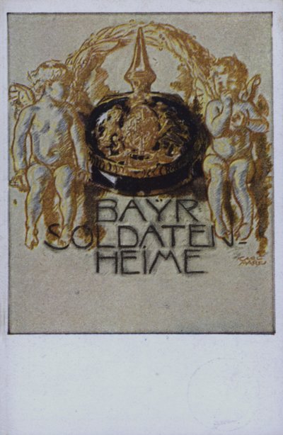 Bayersk soldaterhjelm (farvelitografi) af German School