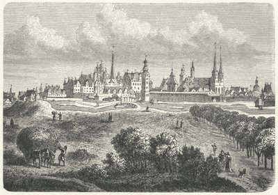 Berlin og Colln i det 17. århundrede (gravering) af German School