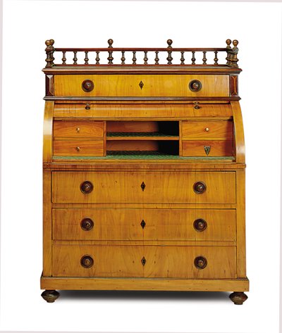 Biedermeier secretaire-kommode, anden fjerdedel af det 19. århundrede (valnød og mahogni) af German School