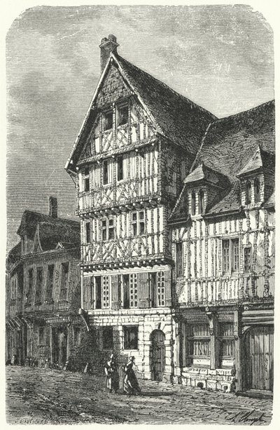 Fødested i Rouen af den franske dramatiker Pierre Corneille (gravering) af German School