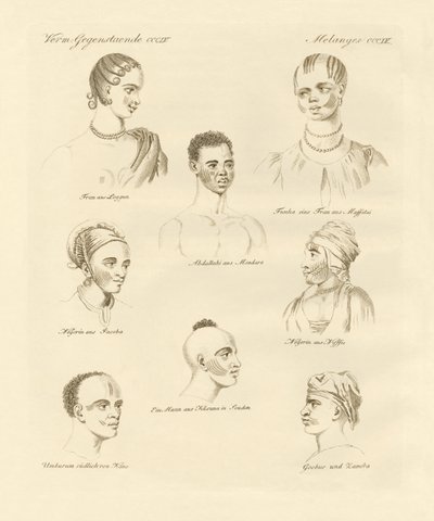 Blacks stamme midt i Afrika (farvet indgravering) af German School