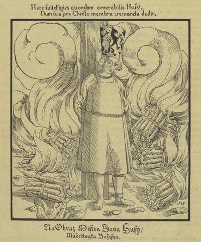 Den bøhmiske kristne reformator Jan Hus bliver brændt på bålet, Konstanz, 6. juli 1415 af German School