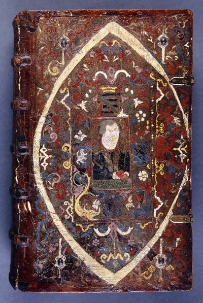 Bogomslag med et portræt af Martin Luther (1483-1546) af German School