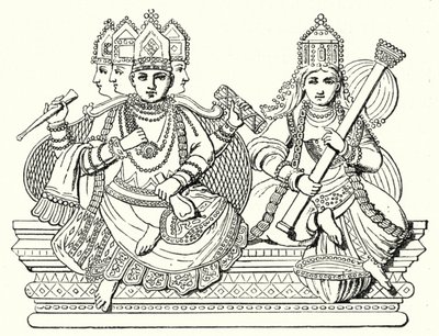 Brahma og Saraswati (gravering) af German School
