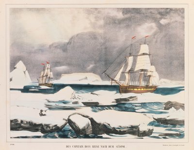 Britisk polarforsker Kaptajn Ross ekspedition til Antarktis, udgivet af J. Scholz, Mainz, mellem 1839-42 af German School