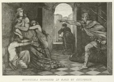 Brunhilda overrasket i Paris af Chilperich af German School