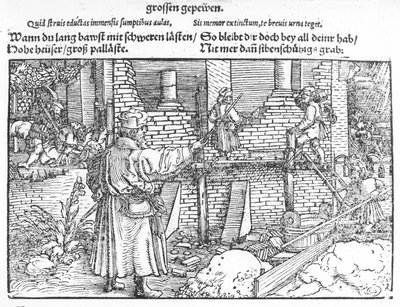 Bygning, ca. 1520 (træsnit) af German School