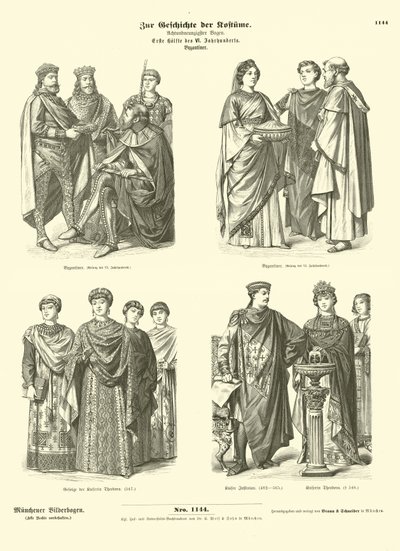 Byzantine costumes, first half of 6th Century  af German School