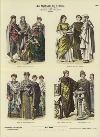 Byzantine costumes, first half of 6th Century  af German School
