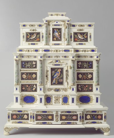 Skab lavet i Augsburg, ca. 1660-70 (indlagt træ) af German School