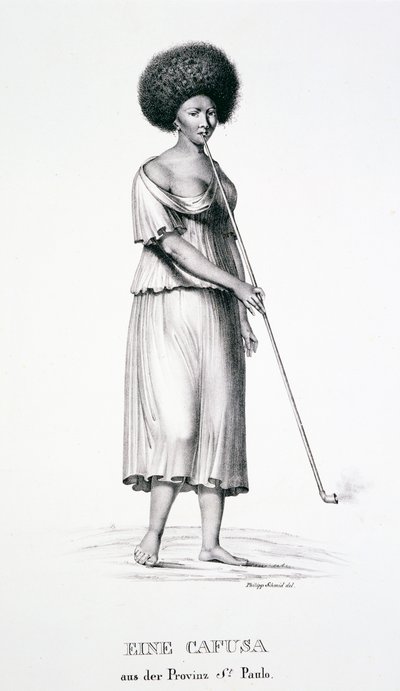 Cafusa-kvinde fra Sao Paulo-regionen, fra Atlas of a Journey in Brazil af Dr. Von Spix og Dr. von Martius af German School