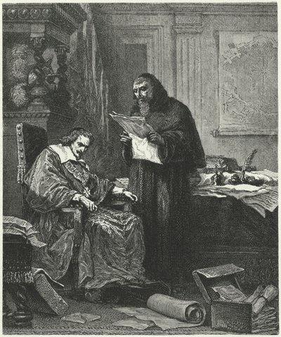 Kardinal Richelieu og hans fortrolige og agent Pere Joseph (gravering) af German School