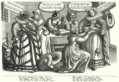 Tegneserie om kvinders kostume, begyndelsen af det 17. århundrede (gravering) af German School
