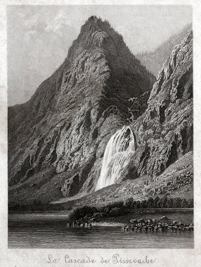 Cascade de Pissevache. (gravering, omkring 1830) af German School