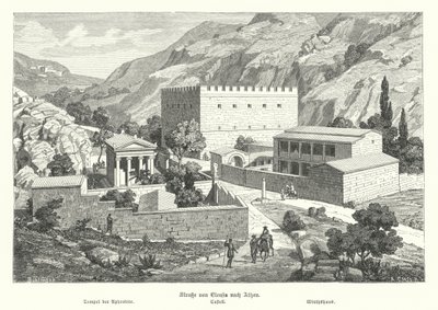Slot på vejen fra Eleusis til Athen, det antikke Grækenland (gravering) af German School