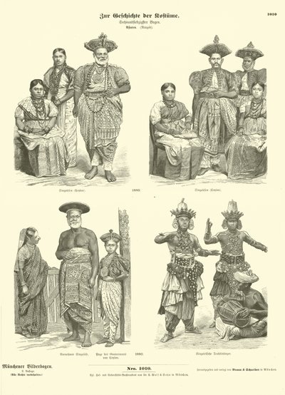 Ceylonese costumes, 1880  af German School