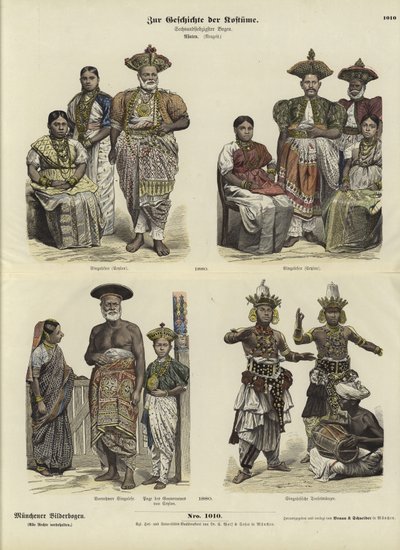 Ceylonese costumes, 1880  af German School