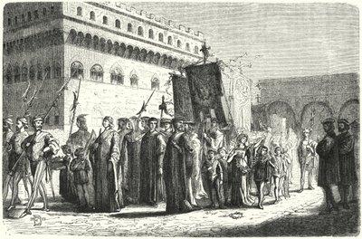 Børneoptog i Firenze under Girolamo Savonarolas styre (gravering) af German School